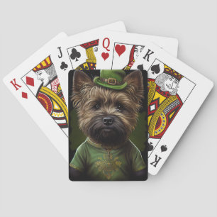 Cairn Terrier dog in St. Patrick's Day Dress Playing Cards
