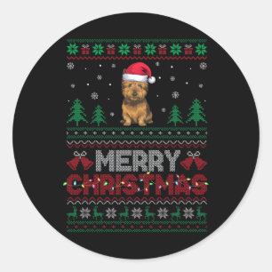 Cairn Terrier Dog Lovers Santa Hat Christmas Tree  Classic Round Sticker