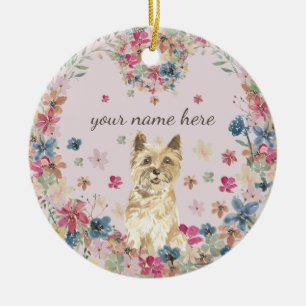 Cairn Terrier Dog Puppy flower print Ceramic Ornament