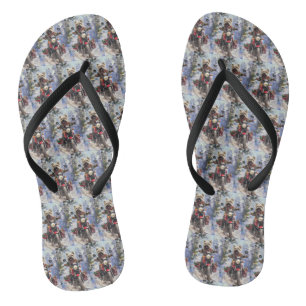 Cairn Terrier Dog Riding Motorcycle Christmas Flip Flops
