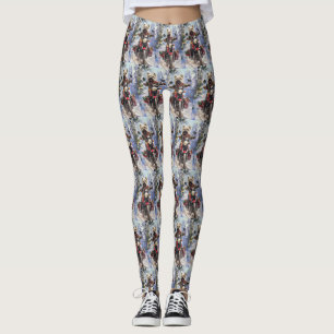 Cairn Terrier Dog Riding Motorcycle Christmas Leggings