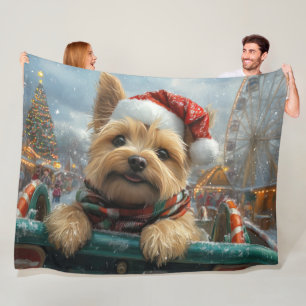 Cairn Terrier Dog Roller Coaster Christmas Fleece Blanket