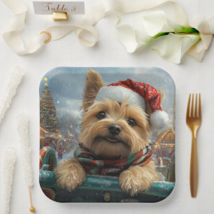 Cairn Terrier Dog Roller Coaster Christmas Paper Plate