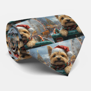 Cairn Terrier Dog Roller Coaster Christmas Tie