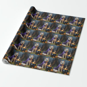 Cairn Terrier Dog Whimsical Halloween Painting Wrapping Paper