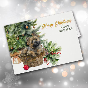 Cairn Terrier Dog Wicker Basket Christmas Tree