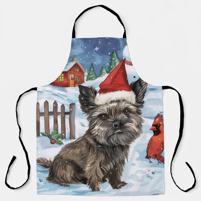 Cairn Terrier Dog Winter Wonderland Christmas Joy Apron (Front)