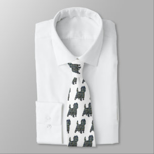 Cairn Terrier Dog Yellow & Blue Gridlines White Tie