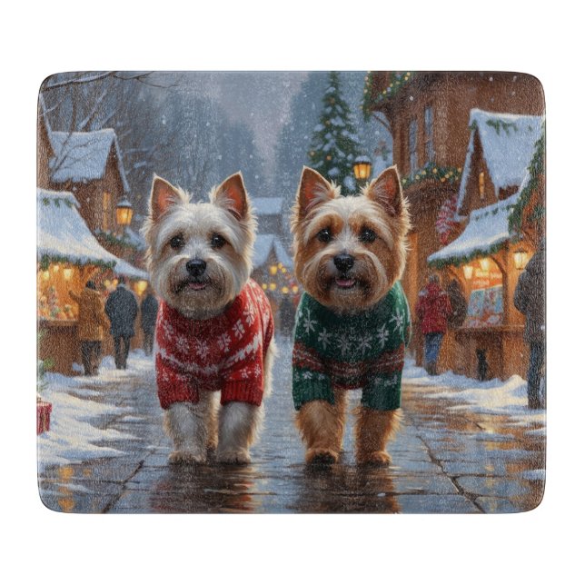 Cairn Terrier Dogs Christmas Snow Holiday  Cutting Board (Front)