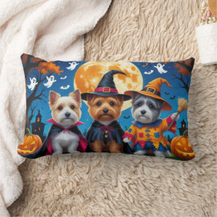 Cairn Terrier Dogs Pumpkin Halloween Funny Lumbar Pillow