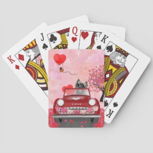 Cairn Terrier Driving Car with Hearts Valentine's  Playing Cards