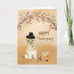 Cairn Terrier Funny Pilgrim Hat Thanksgiving Card