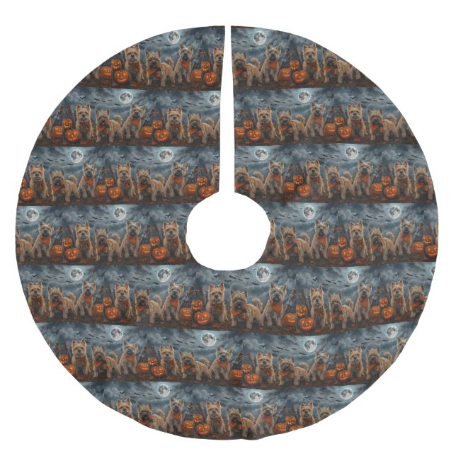 Cairn Terrier Halloween Spooky Brushed Polyester Tree Skirt (Front)