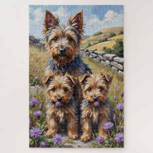 Cairn Terrier Heather Field Art Jigsaw Puzzle