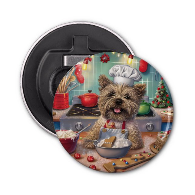 Cairn Terrier Holiday Baking: Festive Christmas  Bottle Opener (Front)