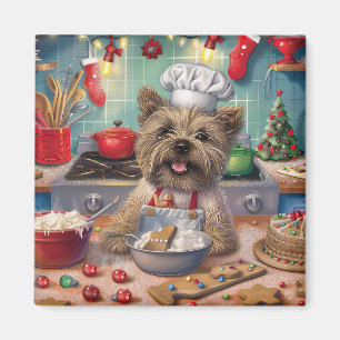 Cairn Terrier Holiday Baking: Festive Christmas Magnet