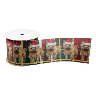 Cairn Terrier Holiday Plaid Funny Dog Christmas Satin Ribbon