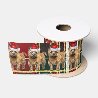 Cairn Terrier Holiday Plaid Funny Dog Christmas Satin Ribbon