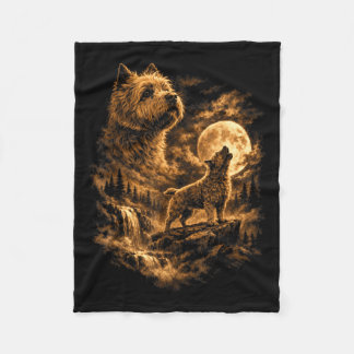 Cairn Terrier Howling Moon Dog Fantasy Forrest Fleece Blanket