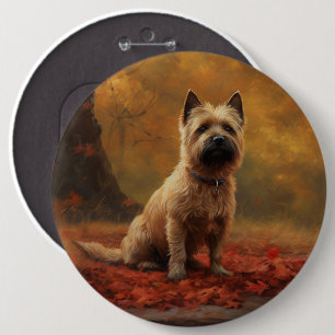 Cairn Terrier in Autumn Leaves Fall Inspire  6 Inch Round Button