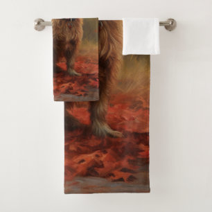 Cairn Terrier in Autumn Leaves Fall Inspire Bath Towel Set