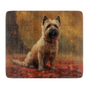Cairn Terrier in Autumn Leaves Fall Inspire  Cutting Board