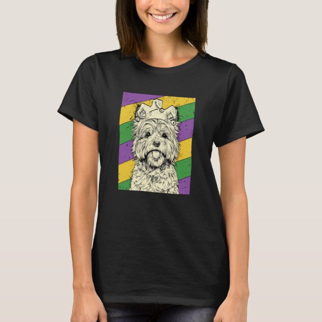 Cairn Terrier Jester Mardi Gras Dog Mom or Dad T-Shirt (Front)