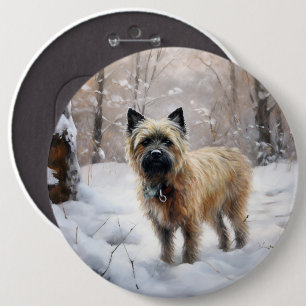 Cairn Terrier Let It Snow Christmas 6 Inch Round Button