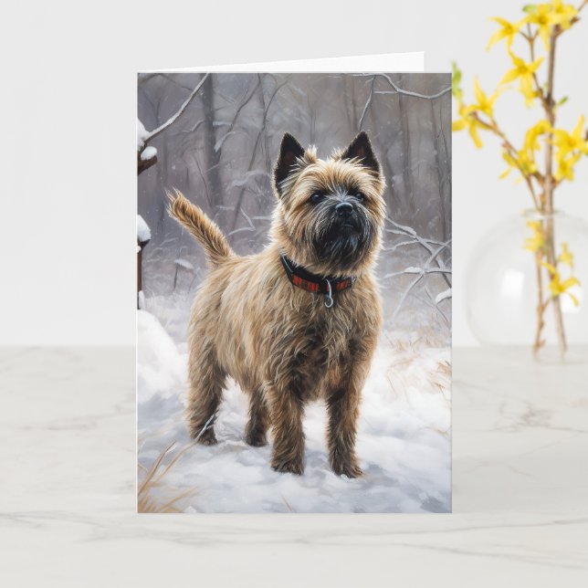 Cairn Terrier Let It Snow Christmas  Card (Yellow Flower)