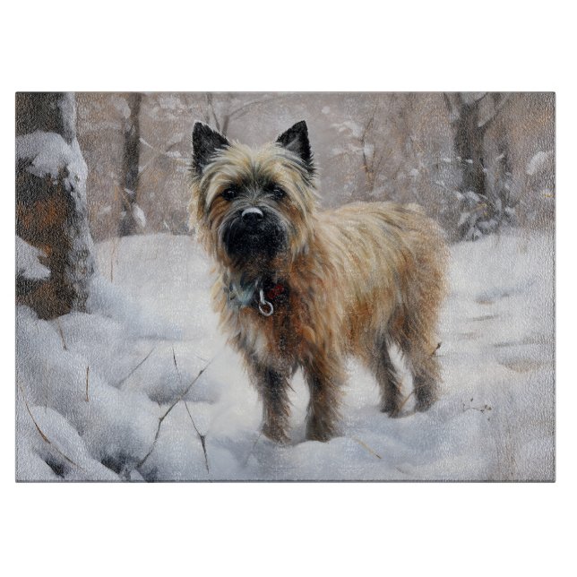 Cairn Terrier Let It Snow Christmas Cutting Board (Front)