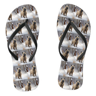 Cairn Terrier Let It Snow Christmas  Flip Flops