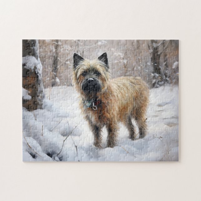 Cairn Terrier Let It Snow Christmas Jigsaw Puzzle (Horizontal)