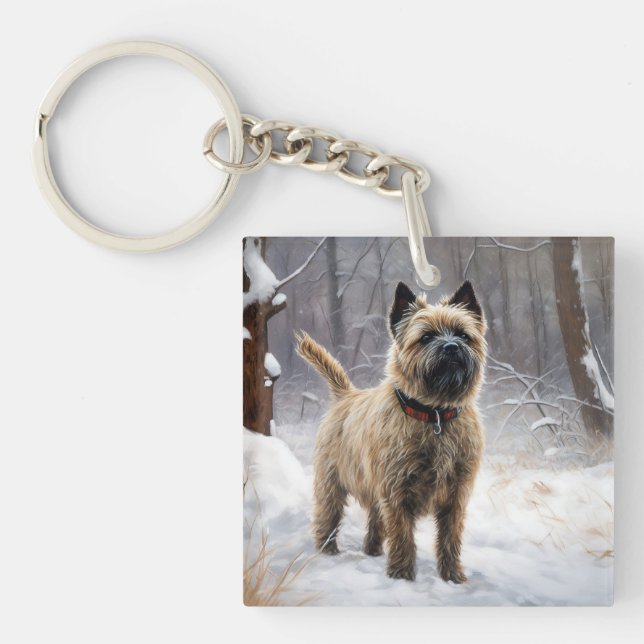 Cairn Terrier Let It Snow Christmas  Keychain (Front)