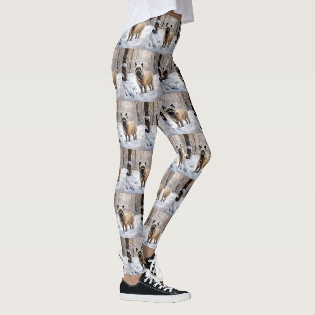 Cairn Terrier Let It Snow Christmas Leggings (Right)
