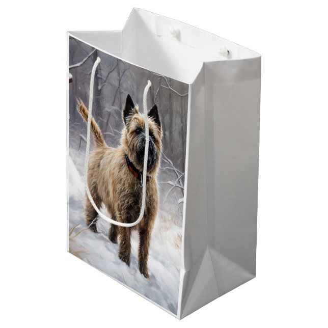 Cairn Terrier Let It Snow Christmas  Medium Gift Bag (Front Angled)