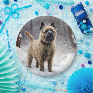 Cairn Terrier Let It Snow Christmas  Paper Plate