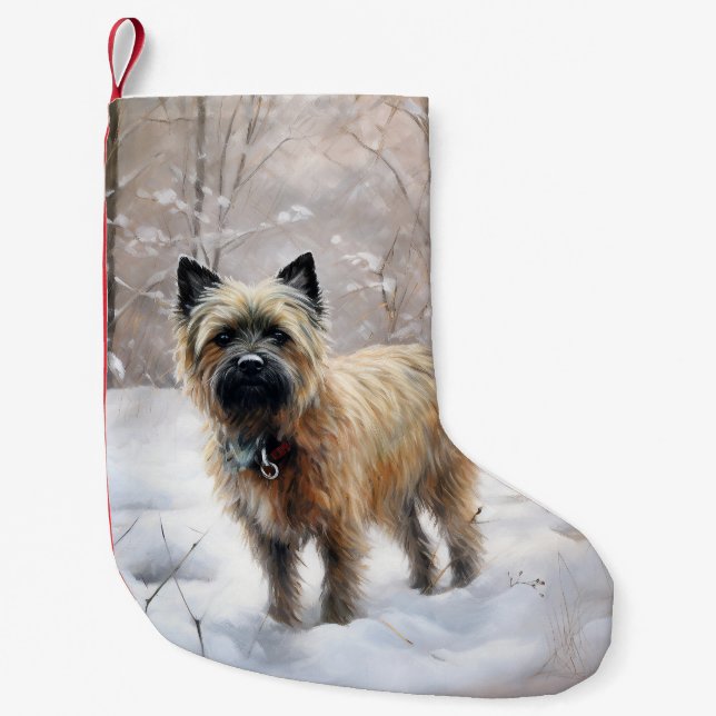 Cairn Terrier Let It Snow Christmas Small Christmas Stocking (Front)