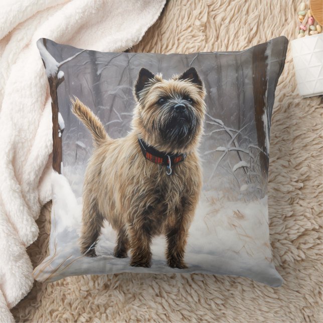 Cairn Terrier Let It Snow Christmas  Throw Pillow (Blanket)