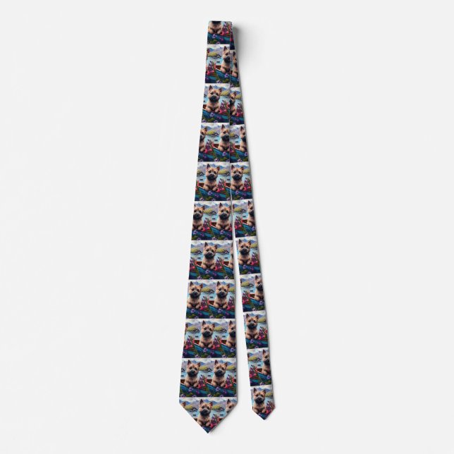 Cairn Terrier on a Paddle: A Scenic Adventure Tie (Front)