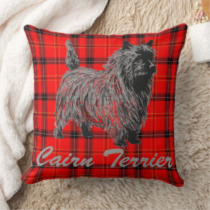 Cairn Terrier on Plaid Throw Pillow