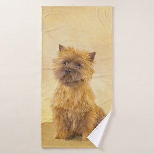Cairn Terrier Painting - Cute Original Dog Art Bath Towel Set