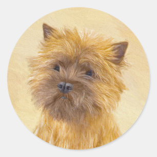 Cairn Terrier Painting - Cute Original Dog Art Classic Round Sticker
