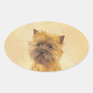 Cairn Terrier Painting - Cute Original Dog Art Oval Sticker