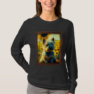Cairn Terrier Painting Sunflower Flower Mom Women T-Shirt