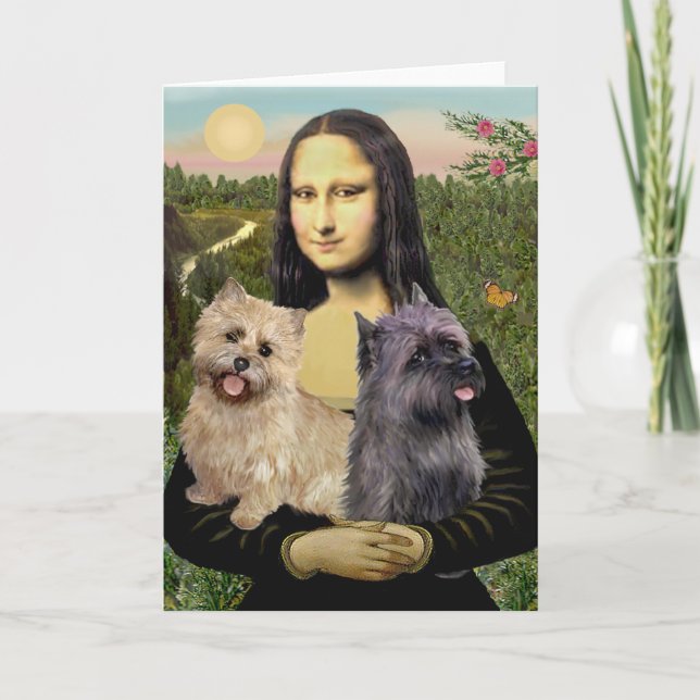 Cairn Terrier Pair - Mona Lisa Card (Front)
