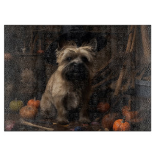 Cairn Terrier Pumpkins Halloween Scary  Cutting Board
