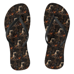 Cairn Terrier Pumpkins Halloween Scary Flip Flops