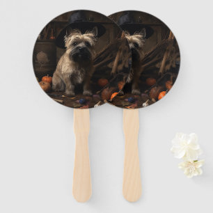 Cairn Terrier Pumpkins Halloween Scary Hand Fan