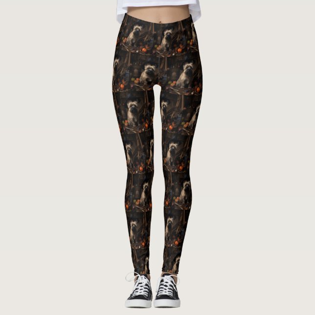 Cairn Terrier Pumpkins Halloween Scary  Leggings (Front)