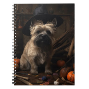 Cairn Terrier Pumpkins Halloween Scary Notebook